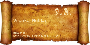 Vranka Metta névjegykártya